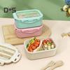 Легко моющийся ланч-бокс на 850 мл, удобный модный футляр для еды с двумя отделениями и посудой