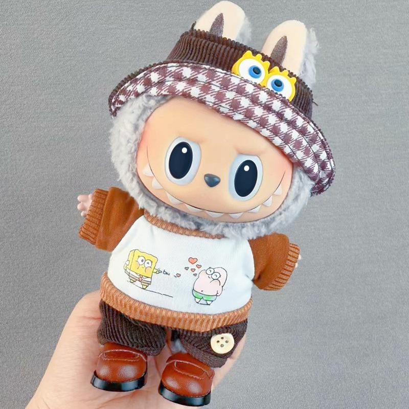 17cm Labubu Doll Clothes: Keychain Pendant Outfit with Skirt and Sweater for Parties