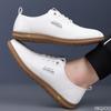 Осенние новые мужские нескользящие туфли повседневные универсальные кожаные туфли на мягкой подошве водонепроницаемые белые мокасины модная мужская обувь для вождения