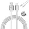 Set of 10 Nylon USB Type C Cables Fast Charger for Samsung Galaxy A21S SM-A217F-DS 6.5" Color Silver, 1 Meter - Brand Yuan Yuan