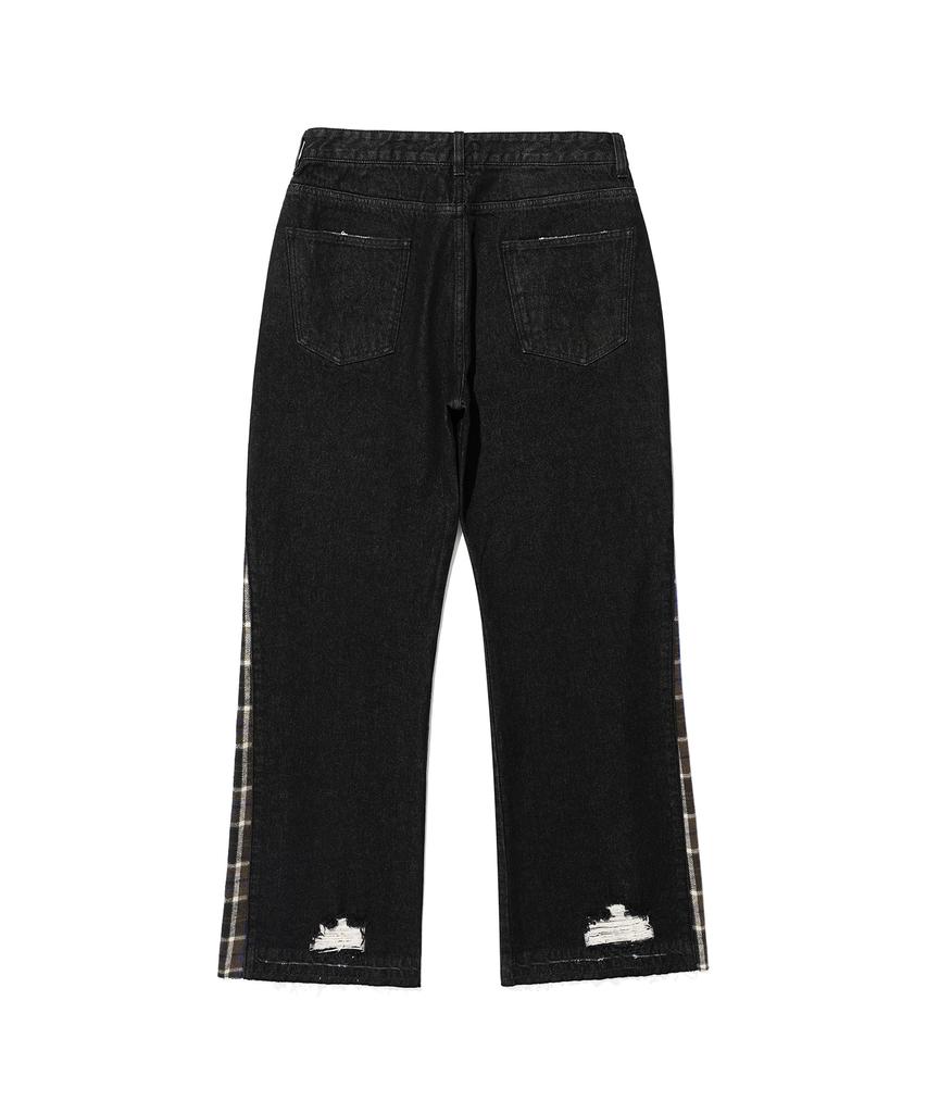 NICEGHOSTCLUB Side Check Panel Bootscut Jeans_Black(Ng2Efud115A)