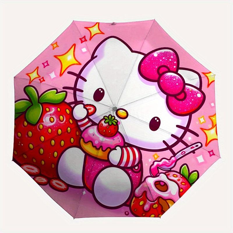 1pc Hello Kitty Strawberry Party Umbrella with Plastic Handle,Suitable for All Seasons Home Travel Outdoor UmbrellaSanlio121
