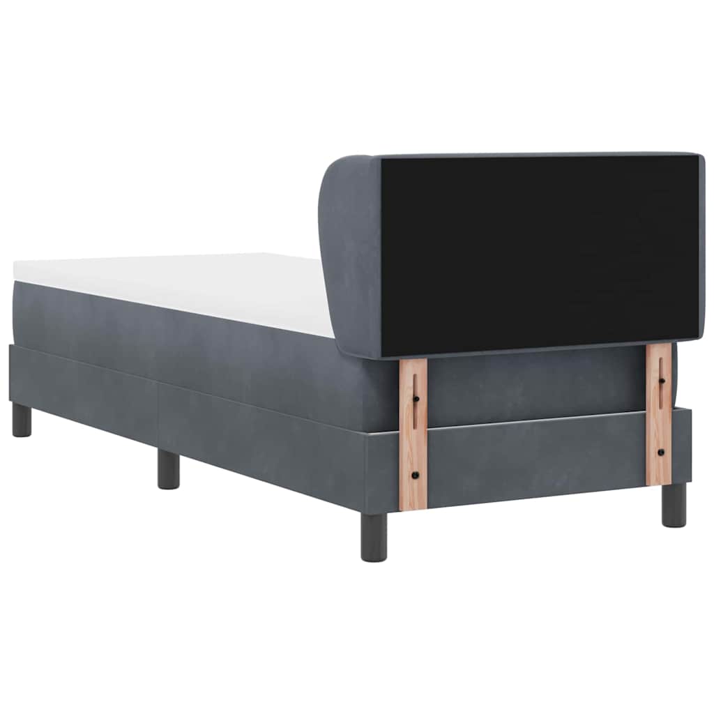 Box spring Bed with Headboard Dark Grey 80 x 200 cm Velvet