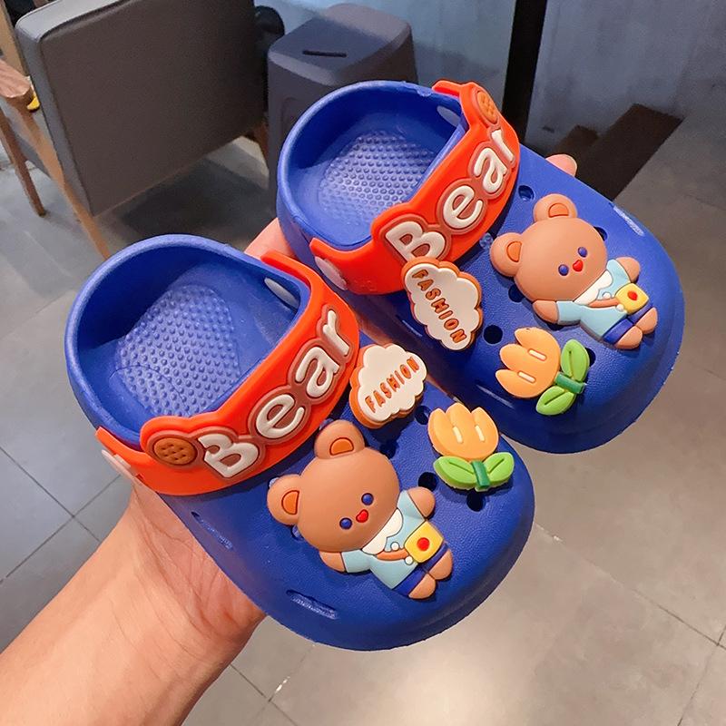 Детские тапочки с плюшевым мишкой и кроликом из мультфильма, летние женские противоскользящие домашние сандалии и тапочки, мужская и детская обувь