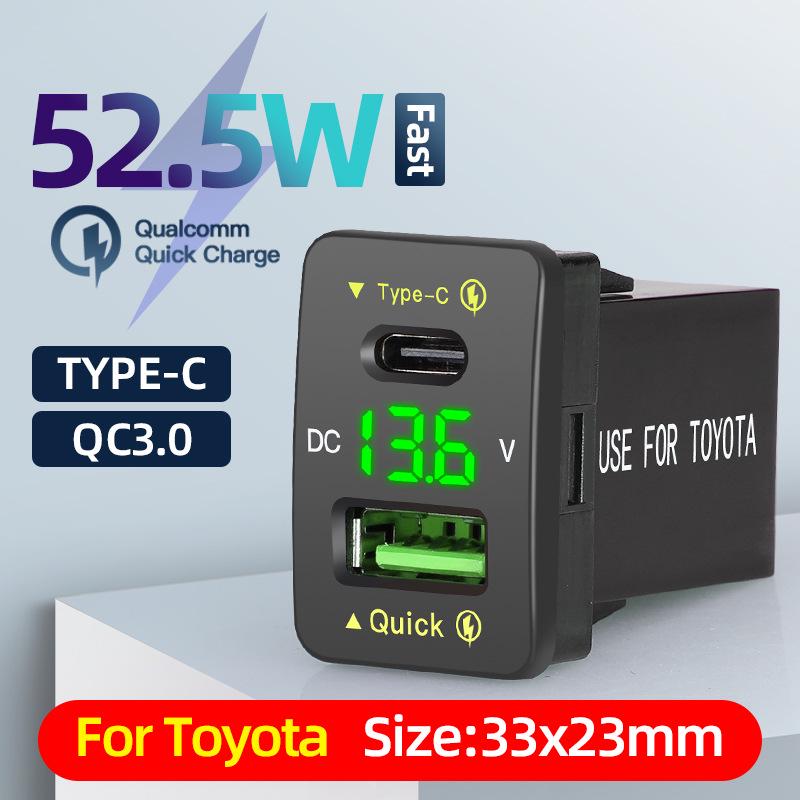 Супербыстрое автомобильное зарядное устройство Toyota 66 Вт: 30-ваттное USB-зарядное устройство для мобильного телефона с аксессуарами QC.