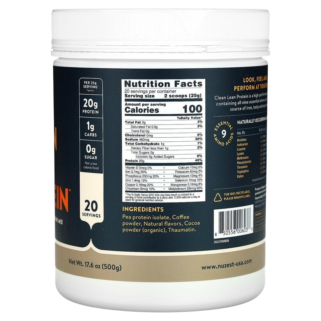 Nuzest Clean Lean Protein, Real Coffee, 17.6 Oz (500 G)