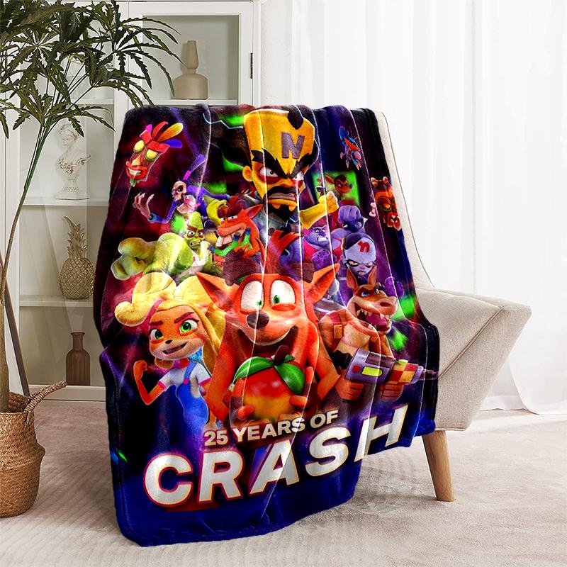 1pc Blanket Crash Bandicoot Print Design, Lightweight Blanket for Sofa, Bed- Soft &Warm, Gift for All Seasons like Christmas, Halloween