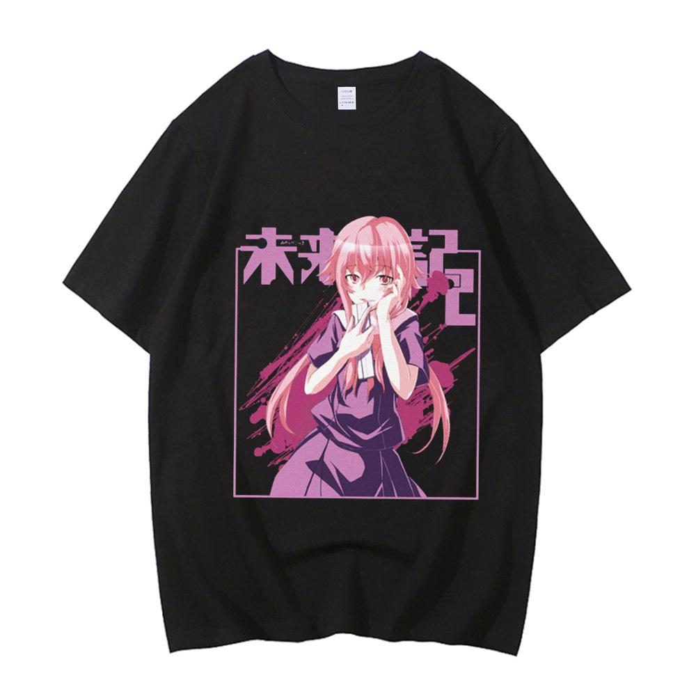Mirai Nikki cotton shirt men Trendy Retro 80s Graphic aesthetic University top tees hip hop 80s Graphic Digital Classic2