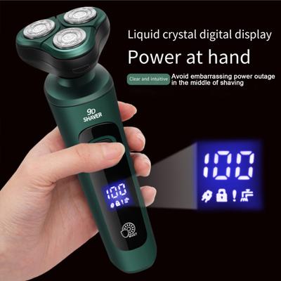 Мужская электробритва со светодиодным дисплеем, 3 головки, USB аккумуляторная дорожная бритва, беспроводной триммер для волос, инструмент для удаления бороды, подарок парню