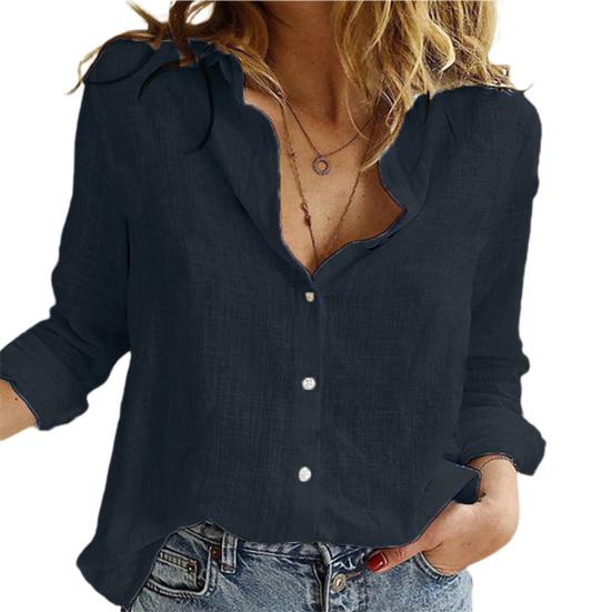 Large Size Color Single-breasted Summer Solid Elegant Loose-fitting Shirt
