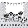 Foreign Trade Black Dog Paw Party Supplies Birthday Disposable Knives, Forks And Spoons Tableware Paper Towels Paper Cups Dinner Plate Pennant