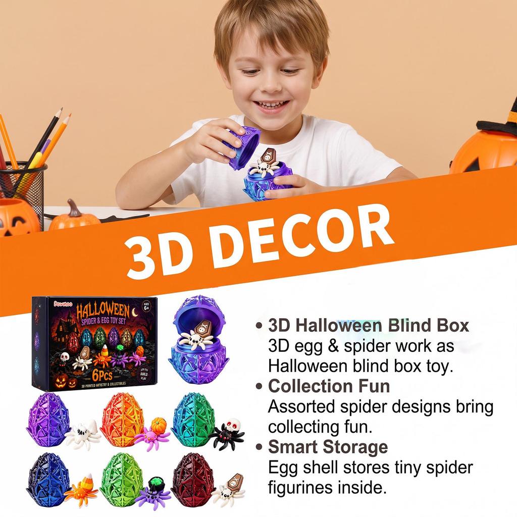 DOWMOO Хэллоуин 3D Игровой набор «Яйца-пауки с сюрпризом»