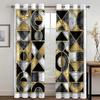 Modern Black Gold Texture Marbling Abstract Design 2 Pieces Shading Window Curtain For Living Room Bedroom Decor