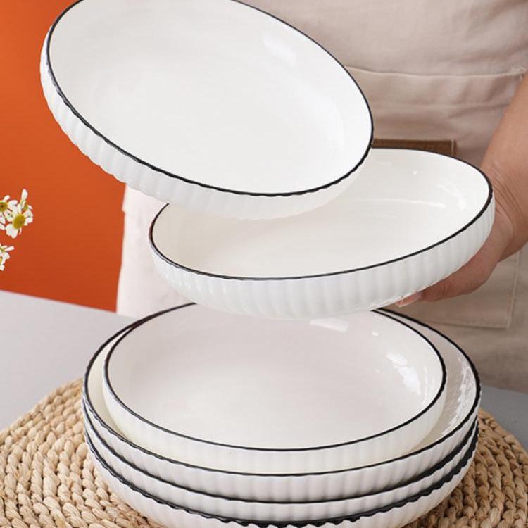 Набор из 6 керамических обеденных тарелок 7 дюймов в скандинавском минималистичном стиле