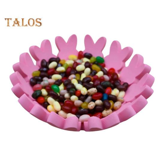 Поднос для конфет в виде розового кролика для пасхальных украшений. Праздничная подарочная корзина в виде кролика для пасхальных подарков. Домашний декор для семьи.