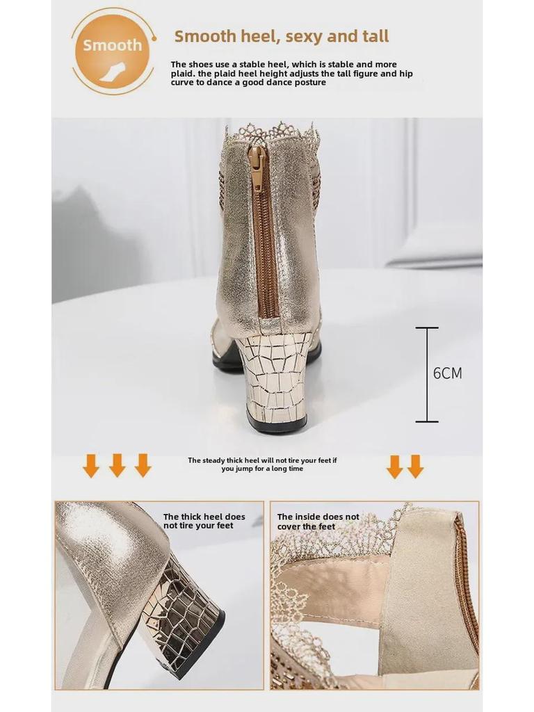 Женские дышащие сандалии для танцев с открытым носком из сетки, лето 2025 г. — европейский и американский стиль