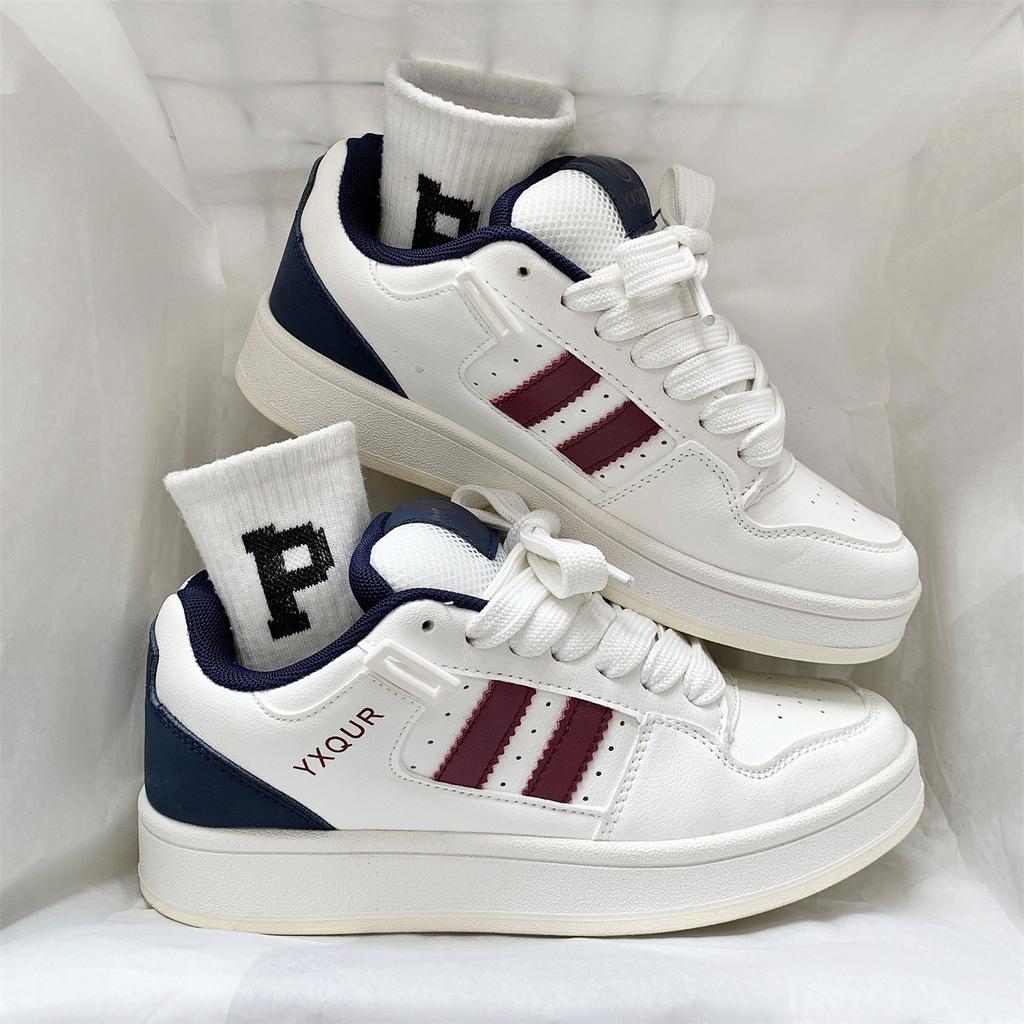 Новые осенние нишевые ретро бежевые туфли-хлебцы, национальные универсальные уличные спортивные и повседневные туфли, женские белые и красные