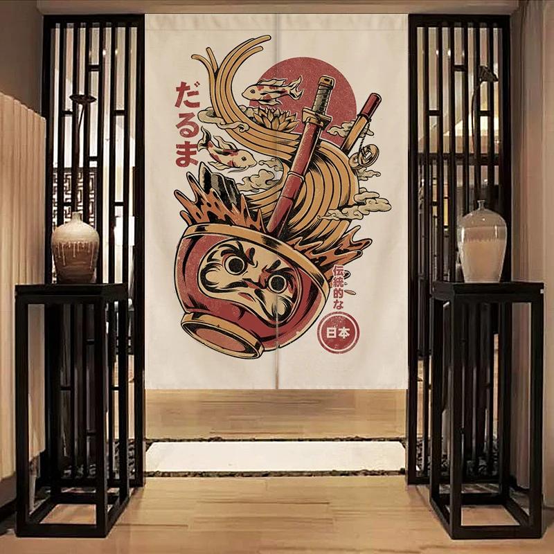 Nordic Door Partition Kitchen Snack Shop Restaurant WartainJapanese Sushi Dharma Fish Door Wartain Printing Bedroom Window