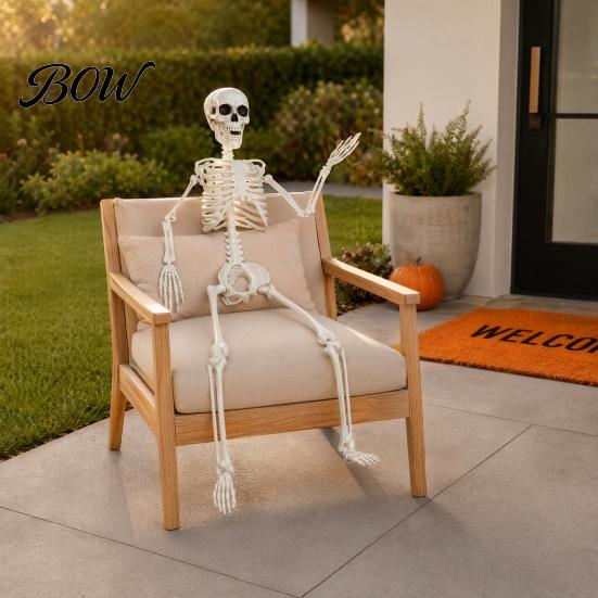 Halloween Skeleton Toy 3ft Life Size Skeleton, Full Body Posable Plastic Prop, Realistic Decoration Human Bones Model for Yard Patio Lawn Garden