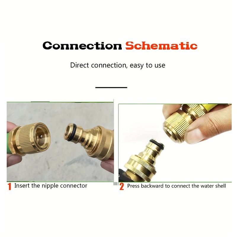 3/4" Brass Ball Valve Quick Connector With EU Thread And Rubber Gaskets For Bidirectional Flow Car Wash Garden Hose Leakproo