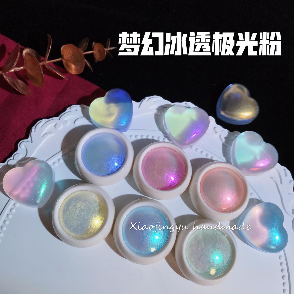 6Colors/Set Aurora Nail Powder Set Holographic Chrome Mirror Effect Iridescent Mermaid Pigment Dust For Diy Manicure Gel Polish