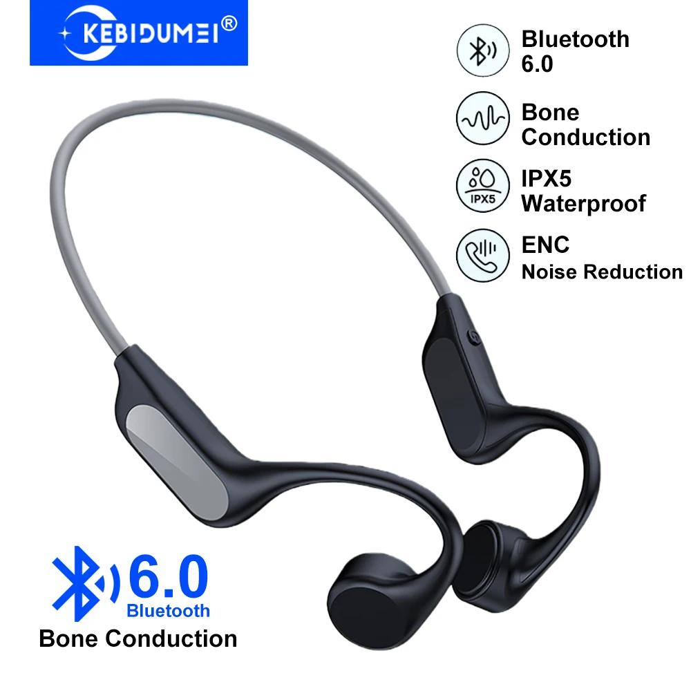 Bluetooth 6.0 Костнопроводные Наушники Спортивные Беспроводные Наушники Гарнитура на Шейном Ободке HiFi Стерео Наушники с ENC Шумоподавлением