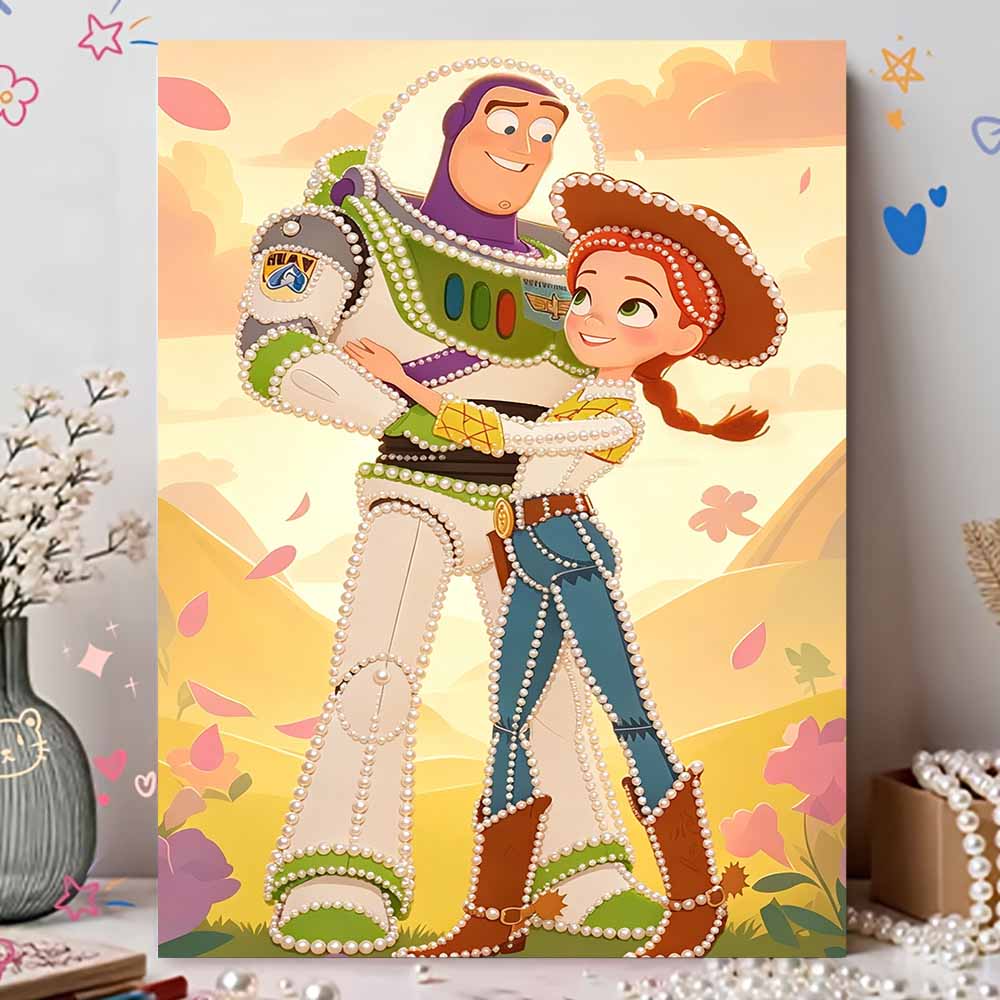 Disney Pearl Painting Toy Story Buzz Lightyear and Tris Handmade DIY Pearl Gem Painting Pictures Crafts Special Shape Home Wall Decoration