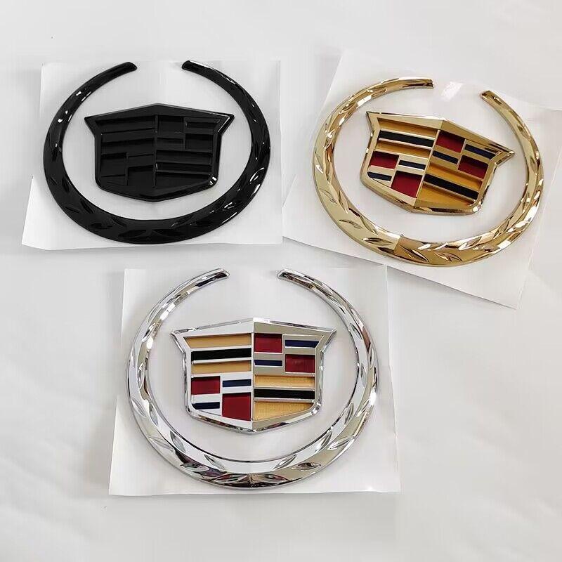 AABHQ1 ABS sliver/black Car Rear Trunk Boot Front Head Grille Badge 3D Logo Emblem for Cadillac SRX ATS XTS Auto Sticker Accessories