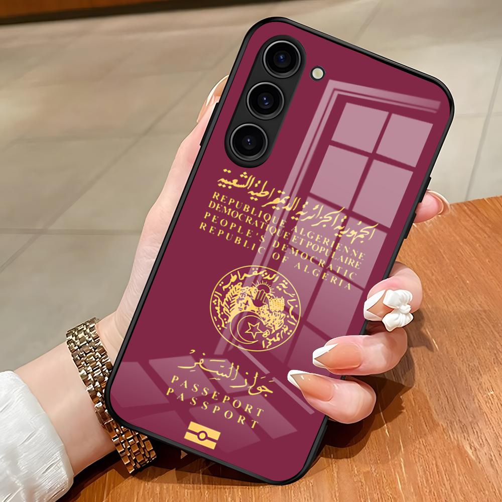 Algeria Passport Phone Case For Samsung S26 S25 Edge Ultra S23 S22 S21 S20 Ultra Plus S24 Fe A54 A53 A25 Glass Cover