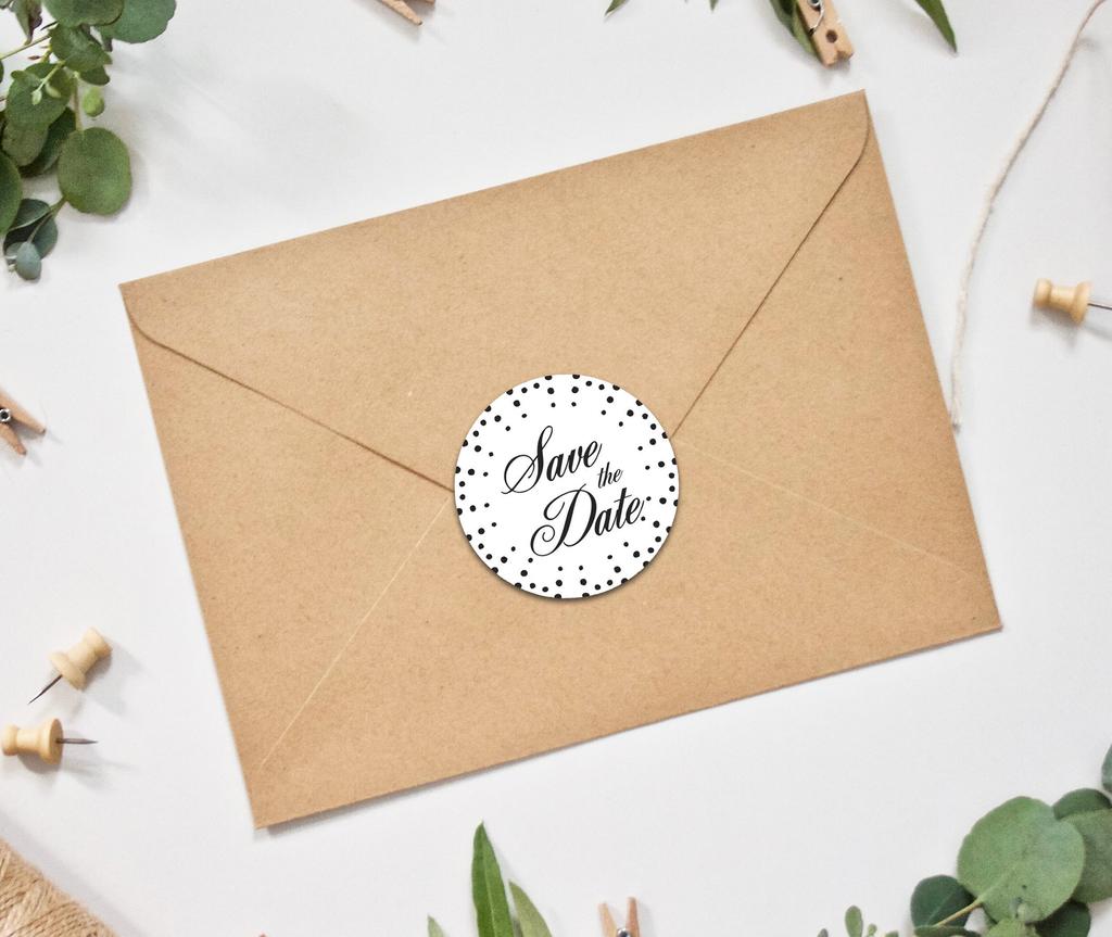 Darling Souvenir DIY Round 45 шт. Черный горошек Save The Date Wedding Stickers-1.6