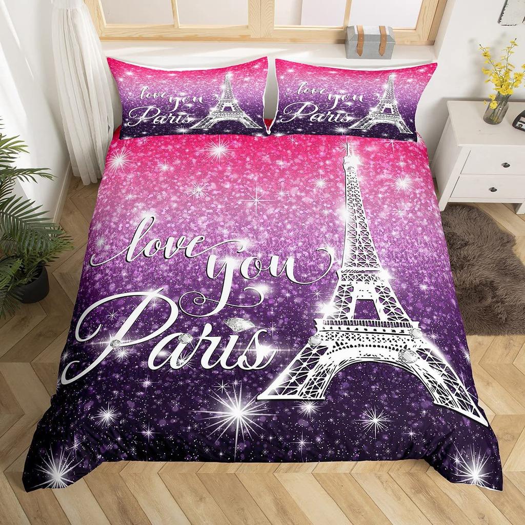 Supply Eiffel Tower series three-piece ebay bed sheet quilt cover home textile