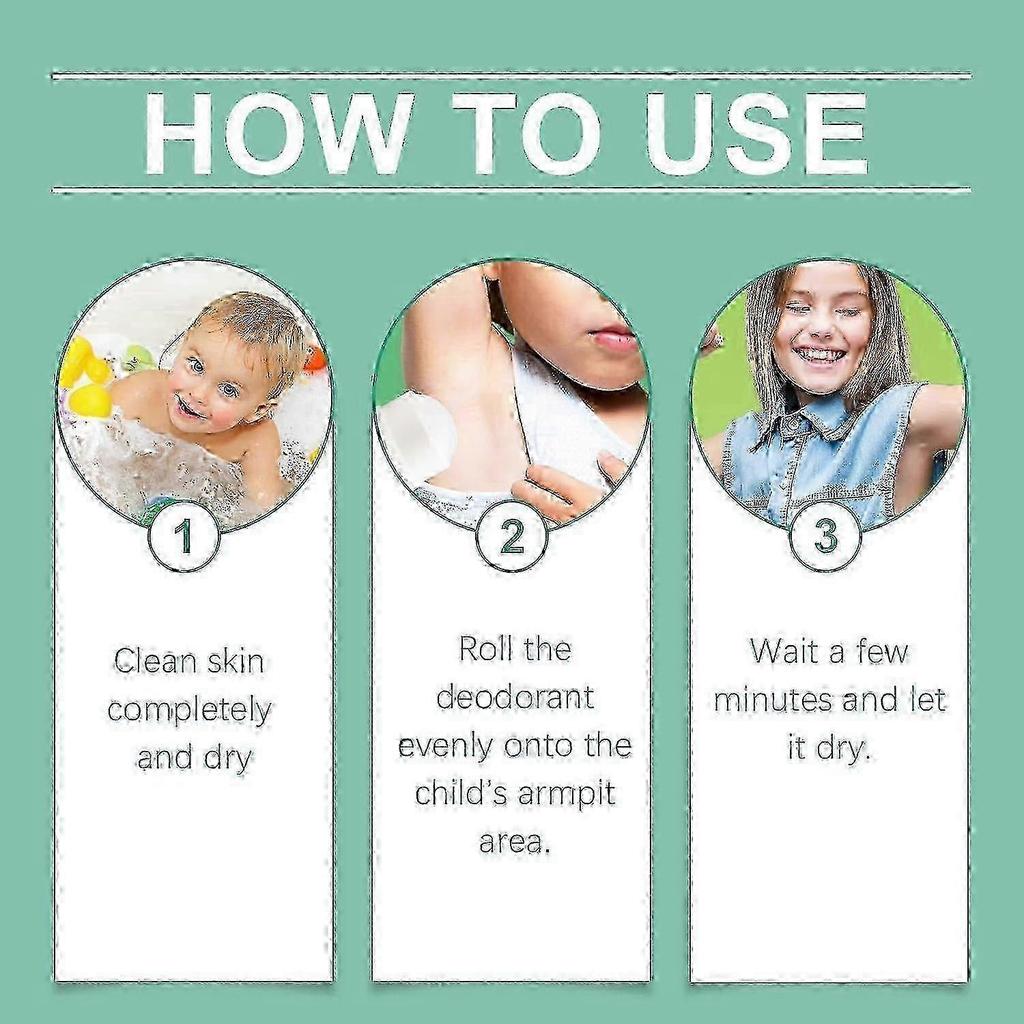 2025 1-3Pcs Natural Deodorant for Kids & Teens, Hypoallergenic Roll-On Deodorant, Body Odor Protection