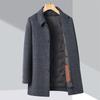 Мужское двухстороннее кашемировое пальто зимнее с отворотом для папы среднего возраста шерстяное пальто средней длины серое