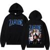 Худи Zahide Merch с двусторонним принтом Мужские Женские Модные Хип-хоп Пуловер Повседневный Флис Оверсайз Винтажная Эстетика Толстовка