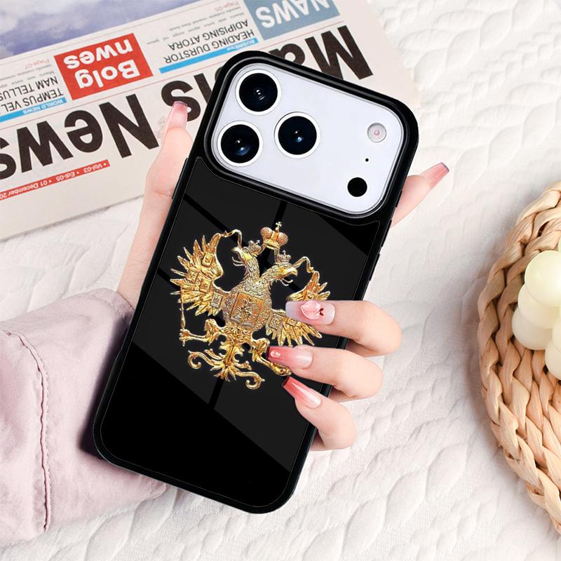 Чехол для телефона с гербом России для iPhone 17 16e 15 14 13 12 11 Pro Max Air Mini Мягкий защитный чехол