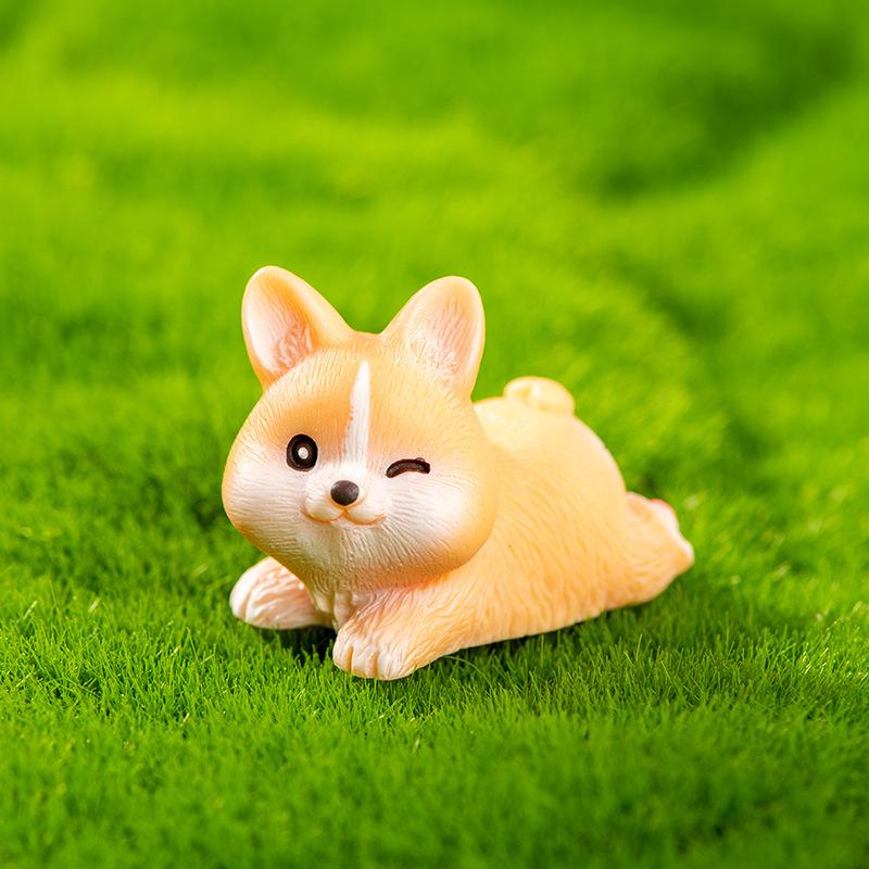 Микропейзаж смоляное украшение мультфильм милая собака корги животное украшение офисный рабочий стол автомобиль украшение дома