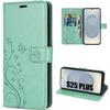 Case for Samsung Galaxy S25 Plus (S25+) - BOOLING - Shockproof Synthetic Leather Green Butterfly Pattern