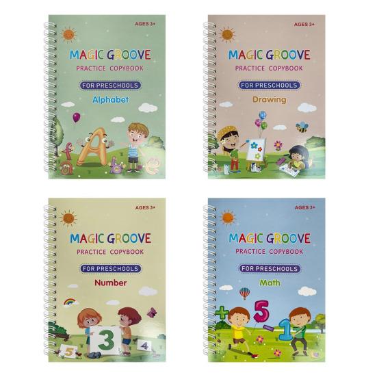 Handwriting Practice Book for Kids Magic Grooved Writing Copybook Reusable Writing Practice Workbook Kindergarten Pre-School Essentials