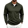 Men S Solid Color Casual Raglan Sleeve Long Sleeve Polo Shirt