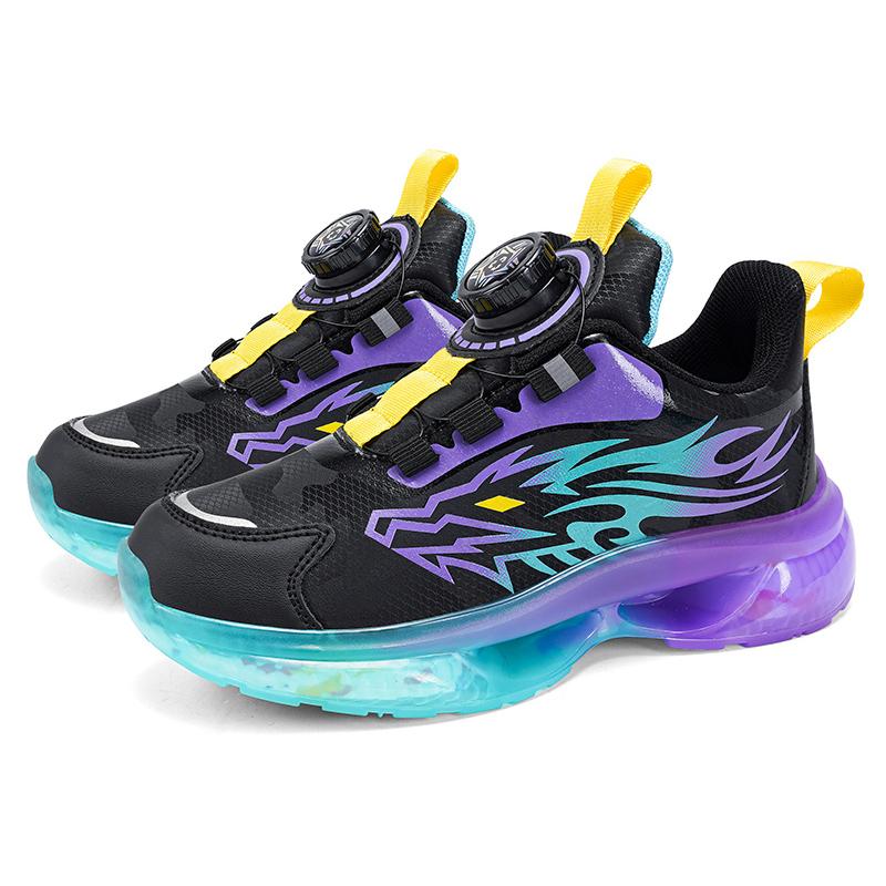 Легкая зимняя детская спортивная обувь с поворотной пряжкой для мальчиков, повседневные кожаные кроссовки для бега, детская теннисная обувь для активного отдыха, нескользящая