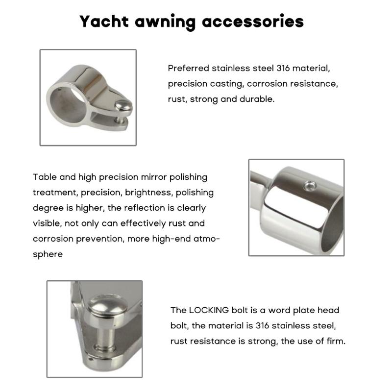 12 ШТ. Аксессуары для лодки Универсальный 3-дуговой тент Бимини 316 Нержавеющая сталь Морской аппаратный набор Палубный шарнир Челюстной слайдер Фитинг с проушиной