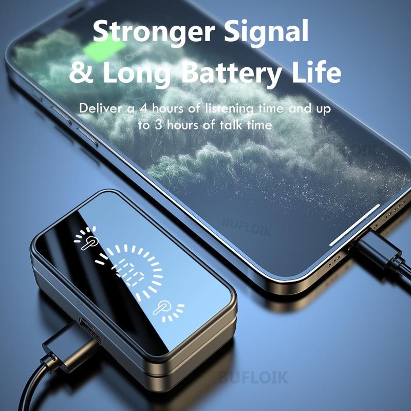 S20 Mirror Bluetooth 5.2 Беспроводные наушники HiFi 3D Стерео Спортивные водонепроницаемые наушники с микрофоном Светодиодная гарнитура с сенсорным управлением