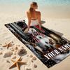 1PC Custom Name Winter Snowman Lantern Scene Beach Towel Highly Absorbent And Sand-Resistant Towel for Swimming, Pool, Yoga, And Travel Lightweight