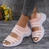 Fashion Fashion Striped Knitted Sports Sandals for Women Thick Sole Casual Wedge Sandals Woman 2025 Summer Comfortable Walking Sandalias