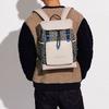 Coach League 28 Classic Monogram Flap Drawstring Color Block Canvas And Leather Backpack Men Backpack White Gray Black C9581-JITXE
