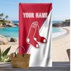 Boston Red Sox Custom Beach Towel, Print Your Name Text Lightweight Absorbent Towel for Swimming Travel