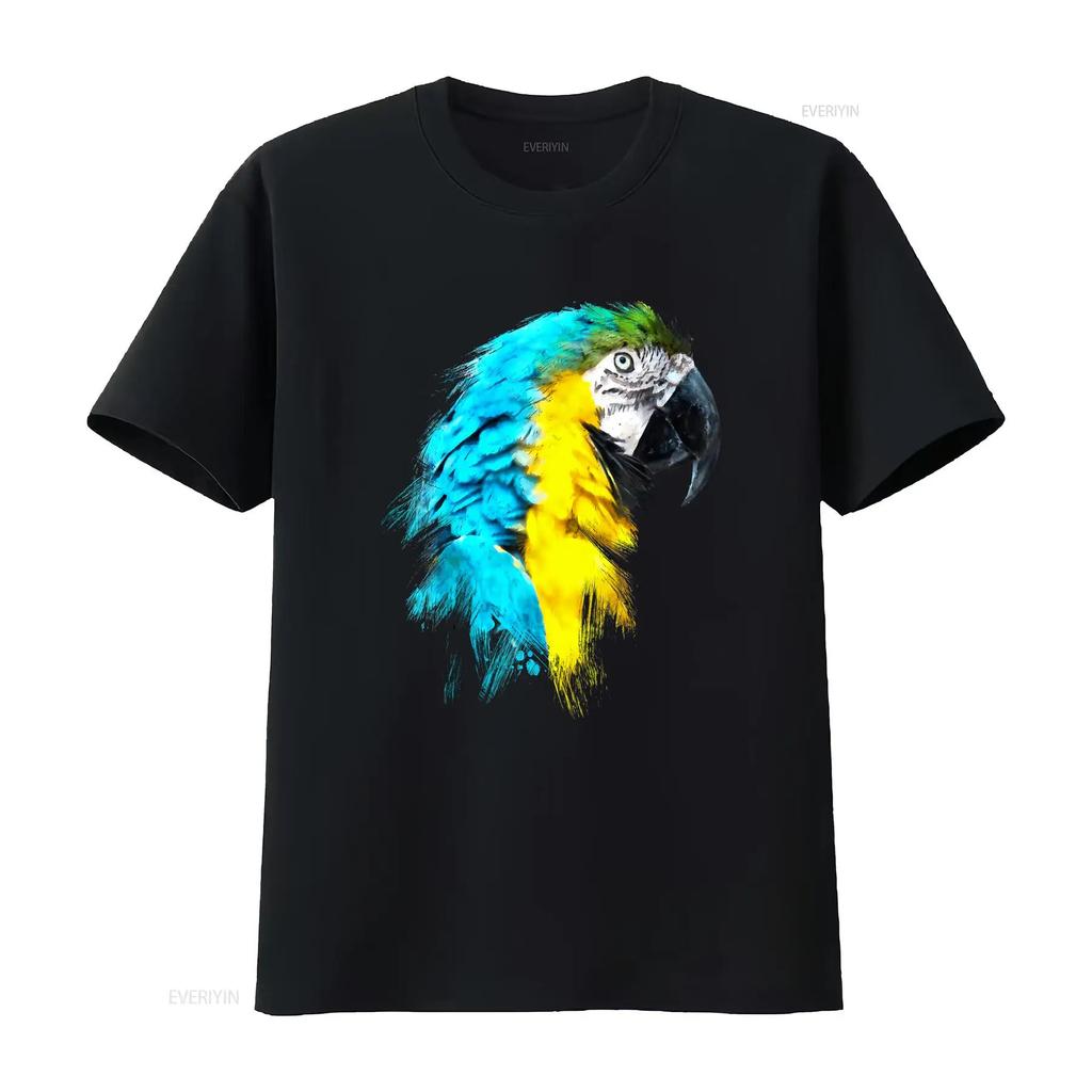 Watercolour colourful scarlet macaw parrot bird painting T Shirt vintage Washed Unisex streetwear designer clothes Soft