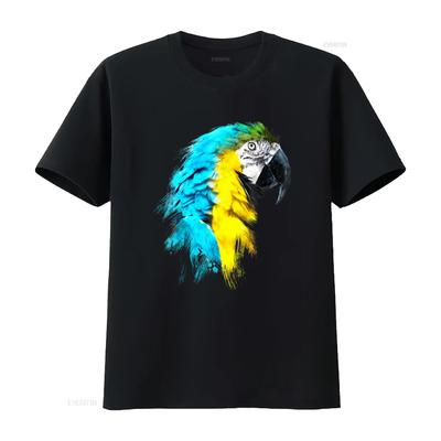 Watercolour Colourful Scarlet Macaw Parrot Bird Painting T Shirt Vintage Washed Unisex Streetwear Designer Clothes Soft
