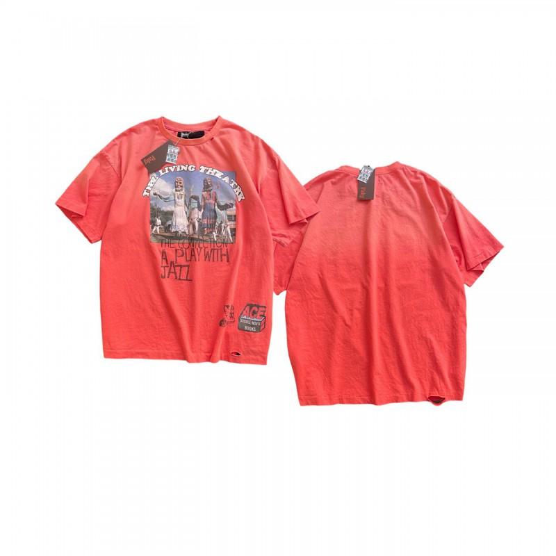 2026 Streetwear Oversized Washed Cotton Tee Men Loose Fit Short Sleeve Graphic T-Shirt
