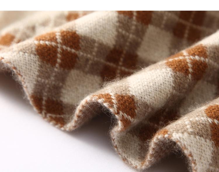 100% Cashmere Plaid Knit Neck Gaiter & Scarf - Soft & Warm